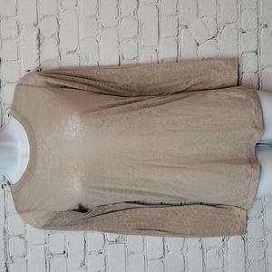 Bozollo Semi Sheer top, Faint Paisley Print in Tan Large